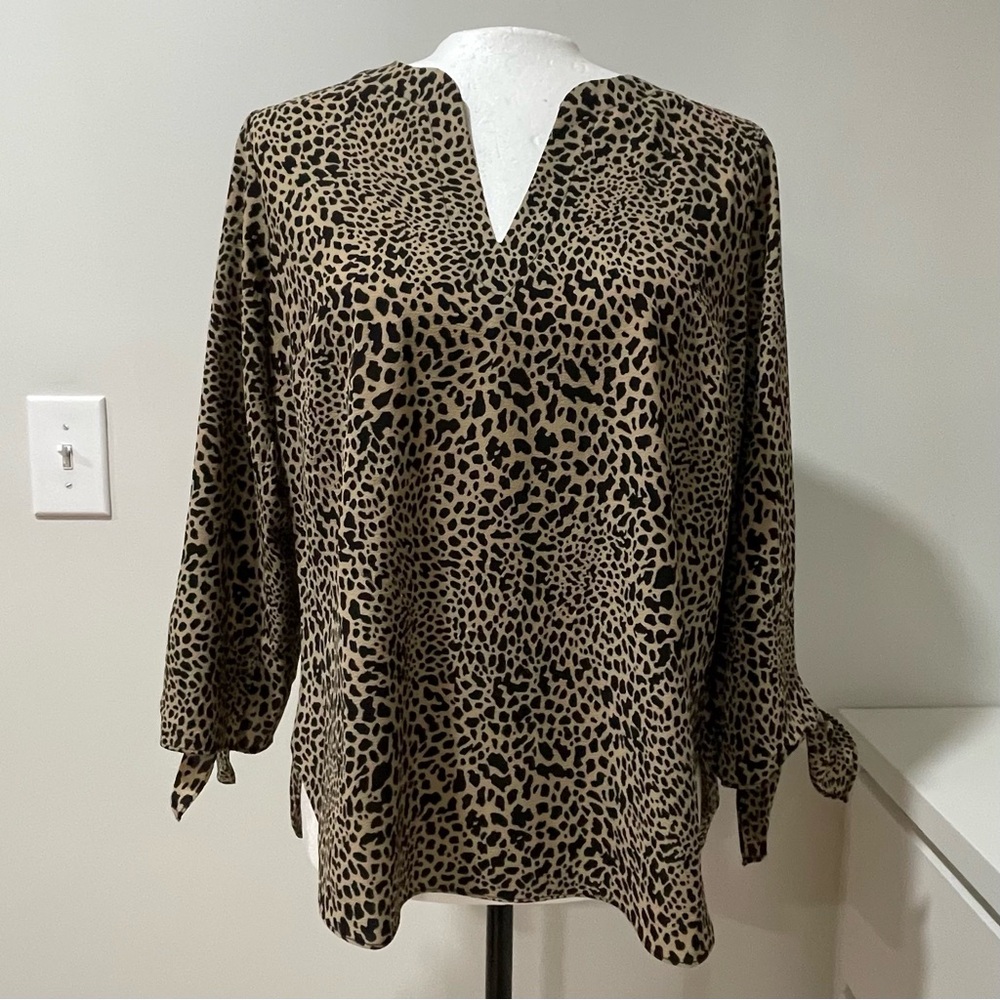 Michael Kors Blouse Leopard Cheetah Animal Office Work Business Boss Lightweight